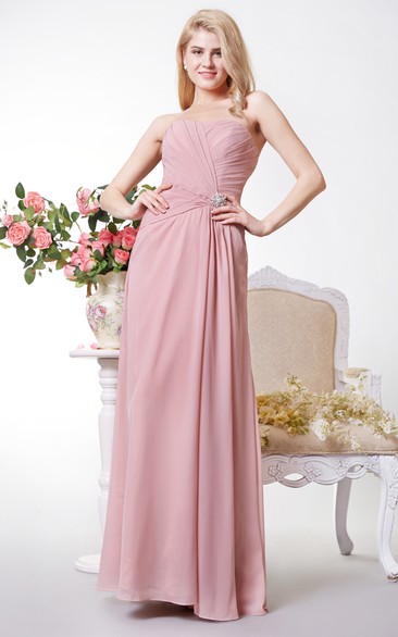 Sleeveless Chiffon Sweetheart Backless A-Line Gathered Gown