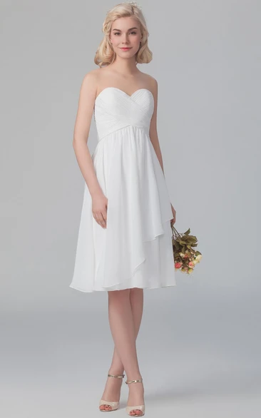Sweetheart Criss-cross ruched cocktail Knee-length Bridesmaid Dress