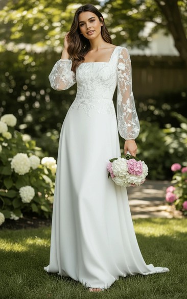 Puff Sleeve Lace Wedding Dress