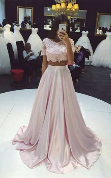 Formal Lace A-Line Party Two-Pieces Beautiful Gown