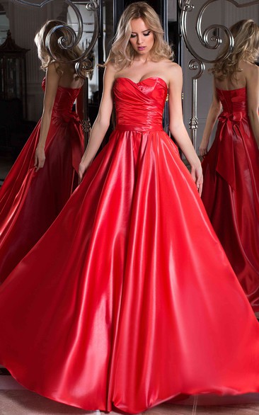 Sweetheart A-line Floor-length Gown With Criss cross And Corset Back