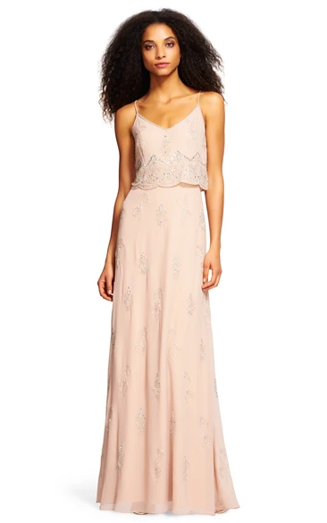 casual Spaghetti-strap Long Dress With Beading