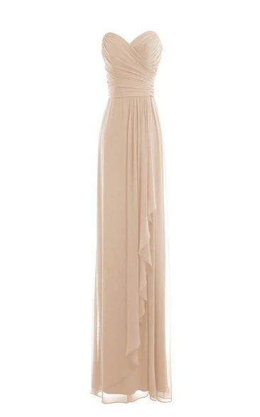 Long Ruched Layered Sleeveless Sweetheart Chiffon Floor-Length Gown