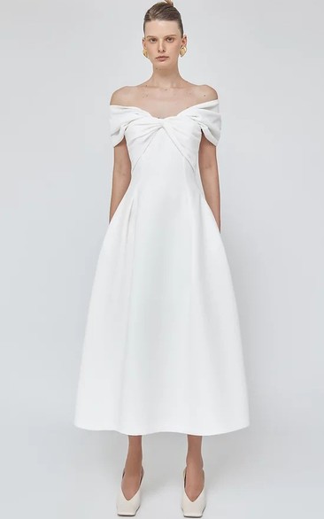 Sleeveless A Line Casual Tea-length Satin Prom Dress
