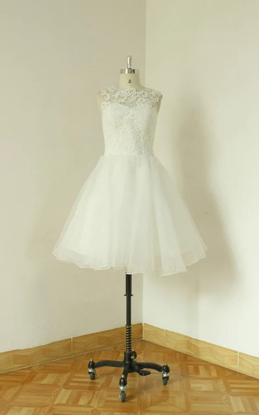 A-Line Wedding Sleeveless Jewel Organza Dress