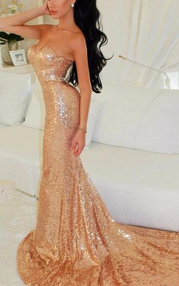 Glamorous Sweetheart Sequins Mermaid Prom Dresses Long Party Gowns