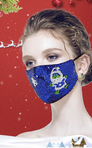 Non-medicial Sequin Christmas Cotton Reusable Face Mask In 7 Colors