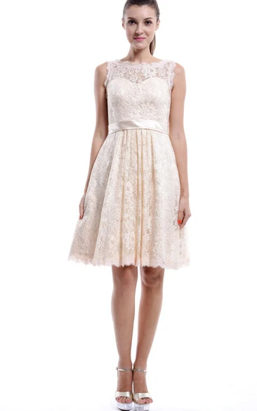 Strapped Lace Midi-Length Short Sleeveless Dress