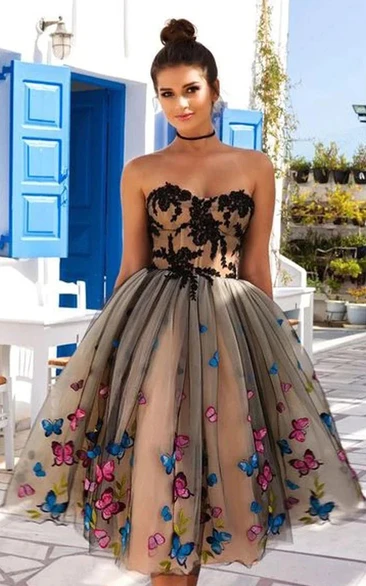 Sweetheart Butterfly Empire Short A-line Cocktail Prom Dress