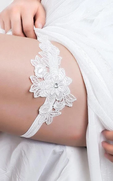 Western Style Lace Flowers Fresh Elastic Bridal Garter Within 16-23inch