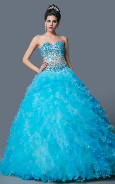 Sweetheart A-line Ball Gown Quinceanera Dress With Beading And cape
