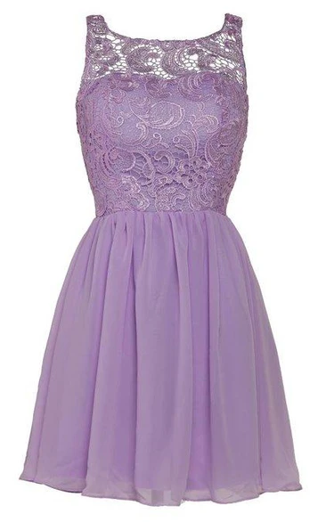 Chiffon Lace Illusion Lovely Cocktail Gown