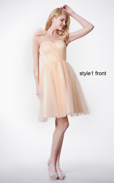 A-Line Convertible Satin Sash Ruched Sweetheart Gown