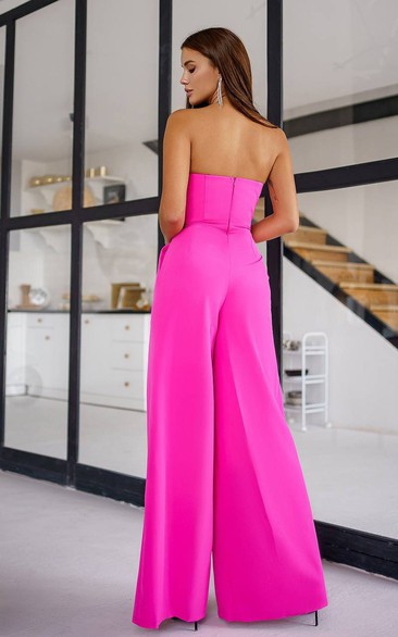 Raspberry Pink Sleeveless Wide Leg for cocktail party Formal Jumpsuit for  Women - Dress Afford