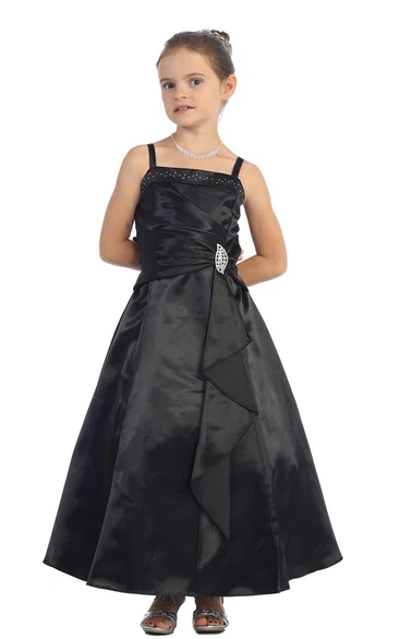 Pleated Straps A-Line Sleeveless Dress