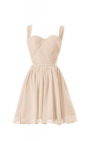 A-Line Chiffon Sweetheart Sleeveless Short Dress