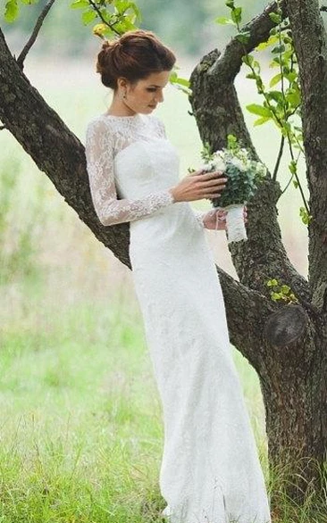 Lace-Sleeves Fitted-Inspire Romantic Bridal Dress