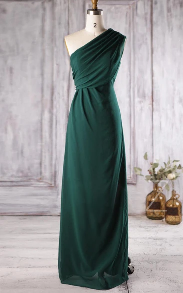 casual One-shoulder Chiffon long Bridesmaid Dress