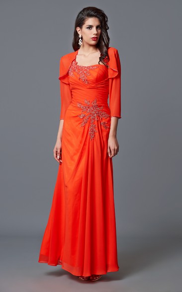 Chiffon Chiffon Jacket Floor-Length One-Sided Elegant Formal Dress