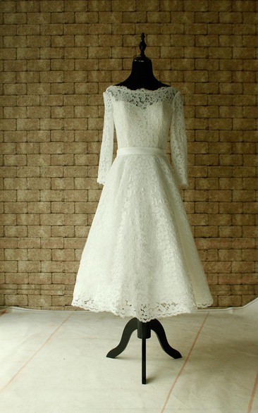 With-Sleeves Bridal Wedding Lace Garden Gown