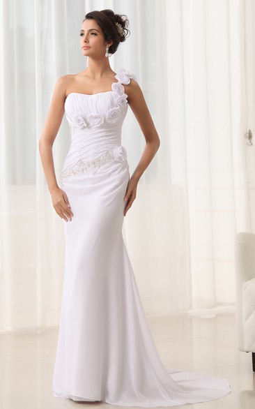 Sweetheart Sweep Train Strap Modern Column Gown