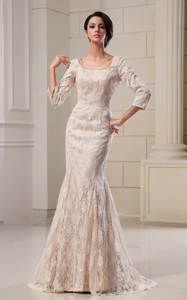 Lace Appliqued Bateau-Neckline-Inspire Sexy Gown