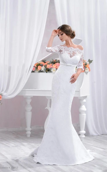 Off-the-shoulder Mermaid Sheath Lace Wedding Dress With Corset Back