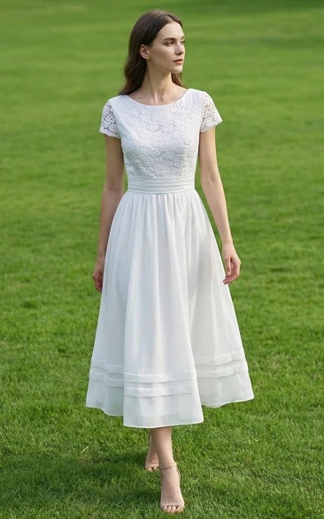 chinese dress ladies Fairy Floral A-Line Bohemian Wedding Dress Unique Elopement Dress US14 / Ivory main image 1