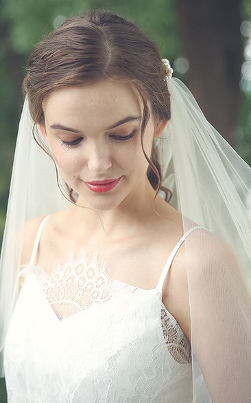 Elegant Tulle Elbow Veil with Beads