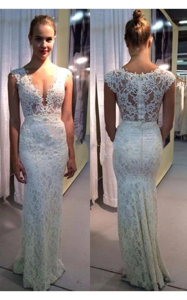 Bridal Zipper Back Floor Length Lace Elegant Dress
