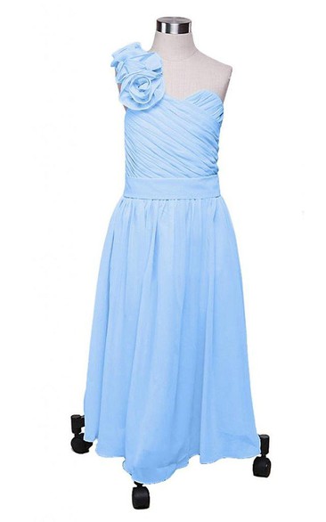Dypaha Aqua Chiffon Flower Girl Dress Ruffle Kids Junior