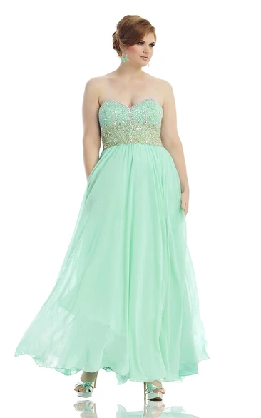 Sweetheart Chiffon Ankle-length plus sized With Beaded top