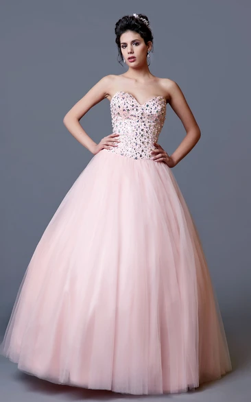 Sleeveless Sequined Top Sweetheart Fashionable Princess Ball Gown