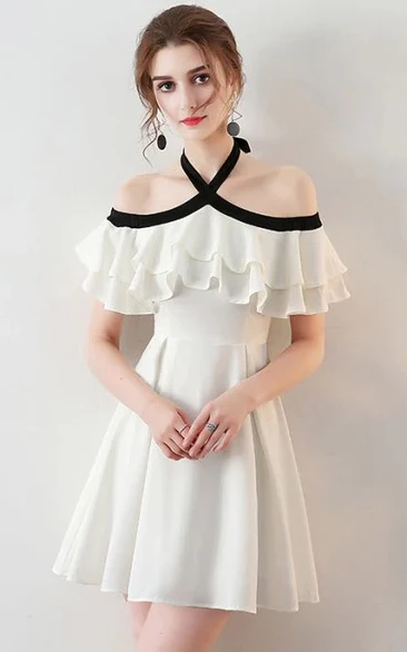 Black and white Mini Empire Tiered Dress with Straps
