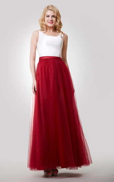 Tulle Skirt Ba3-4U Neckline Sleeveless A-Line Dress