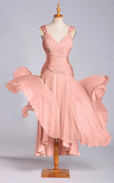 Impressive A-line Chiffon Dress with Ruched Bodice