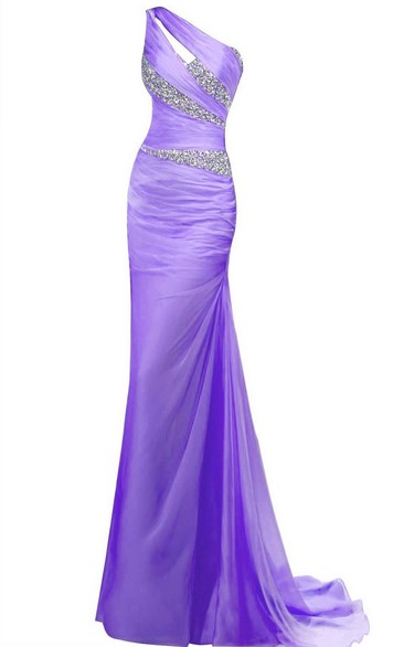 Floor-Length Asymmetrical Sequined Long Single-Shoulder Column Dress