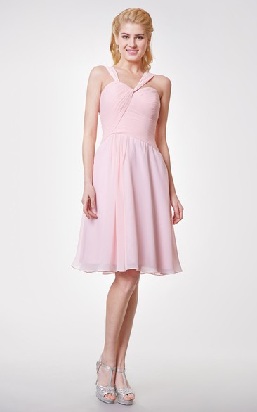 Cute Knee Length Chiffon Dress With Squared Back