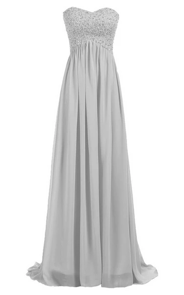 Empire Sequined Top Floor-Length Sleeveless Sweetheart Long Gown