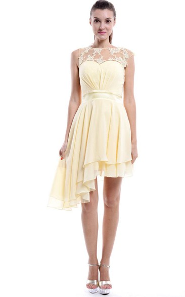 Sweetheart Chiffon Asymmetrical Short Lace Sleeveless Gown