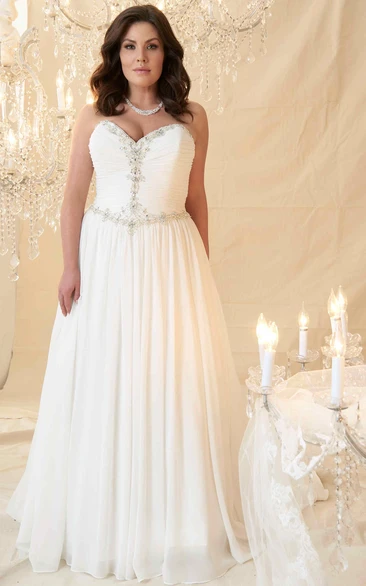 Sweetheart Chiffon Ruched A-line Dress With Beading And Corset Back