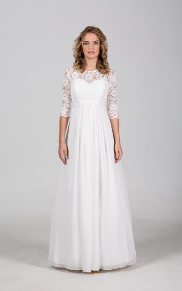 Wedding Illusion Corset Back Lace Chiffon Dress