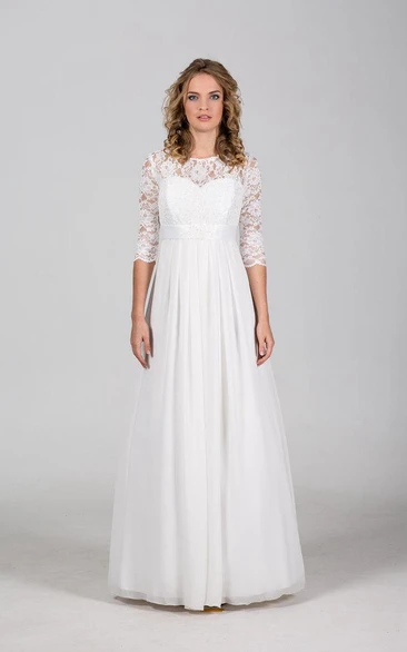 Wedding Illusion Corset Back Lace Chiffon Dress