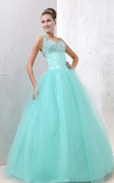 A-Line Soft Tulle Embellished Top Princess Ball Gown