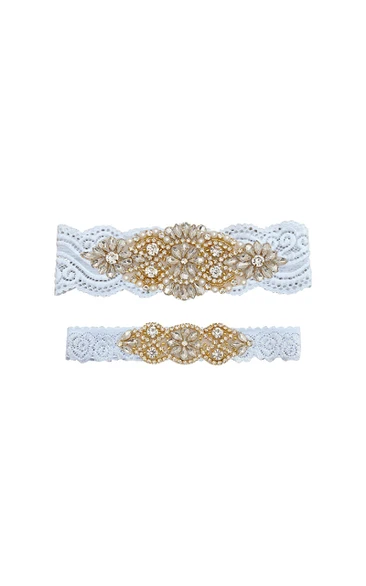White Lace with Gold Beading