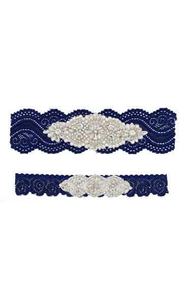 Blue Lace with Silver Beading