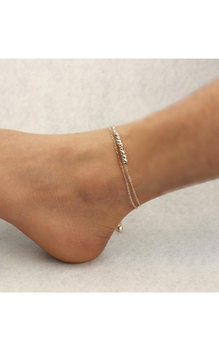 Simple Temperament Anklet Double Bells Beads Bead Chain Anklet Jewelry