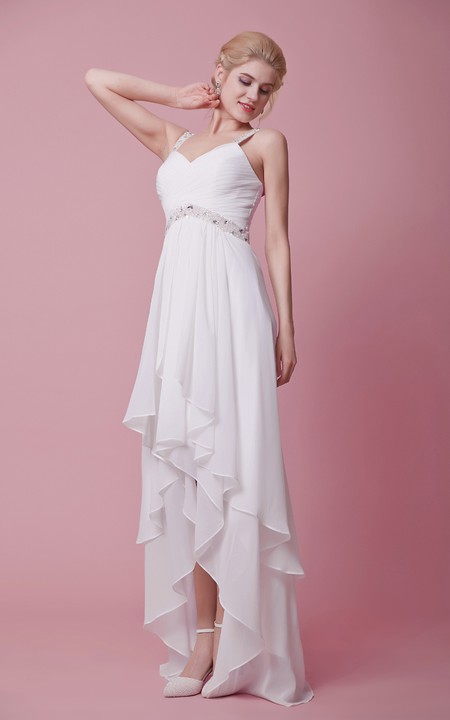 Chiffon Strapped Sleeveless-Top Shimmering Dress