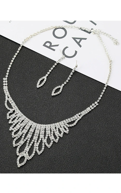 Fabulous Bridal and Gala Rhinestone Necklace and Earrings Jewelry Set