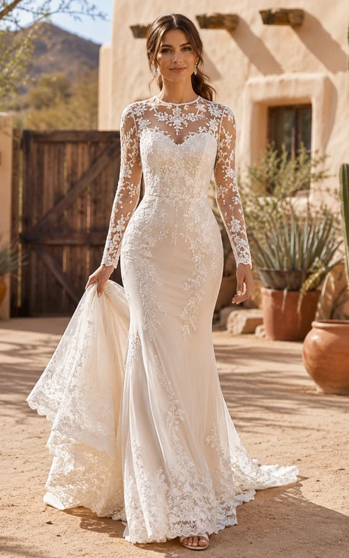 Cream Lace Wedding Dress